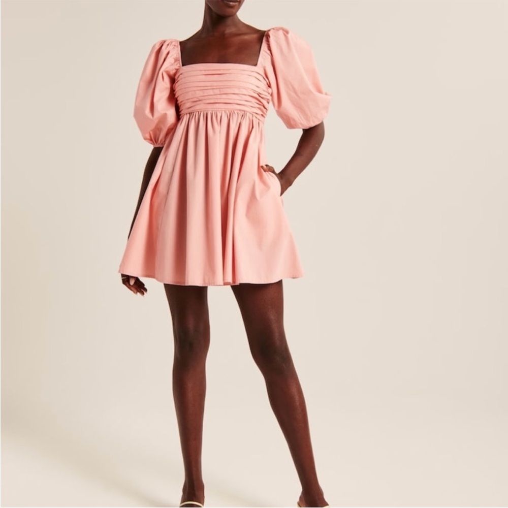 Abercrombie & Fitch poplin puff sleeve dress S -pink